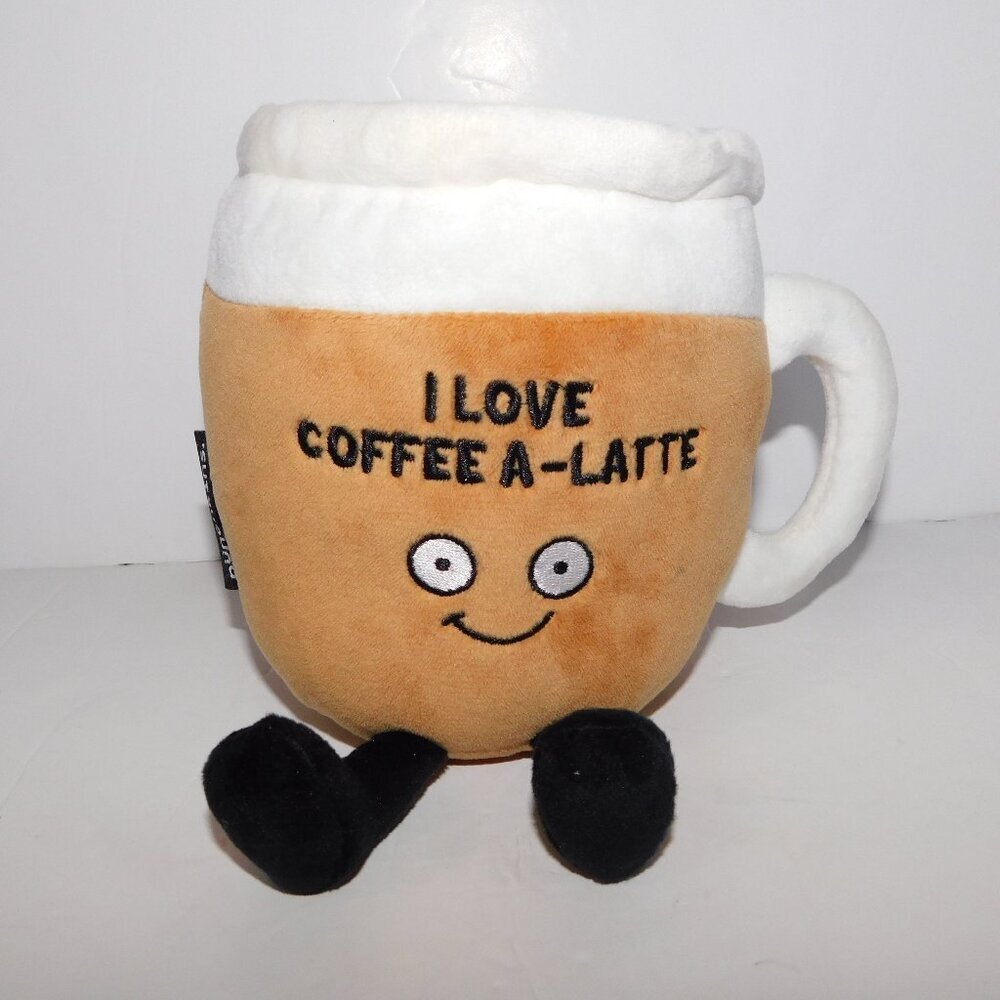 Punchkins 7"  I Love Coffee A-Latte Stuffed Latte Drink Plush Cup Mug